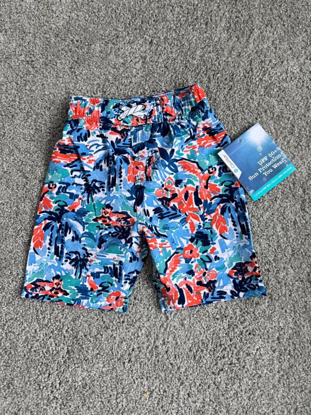 COOLIBAR Sun protection swim trunks w/ mesh lining, Blue & Orange, Sz 3T NWT